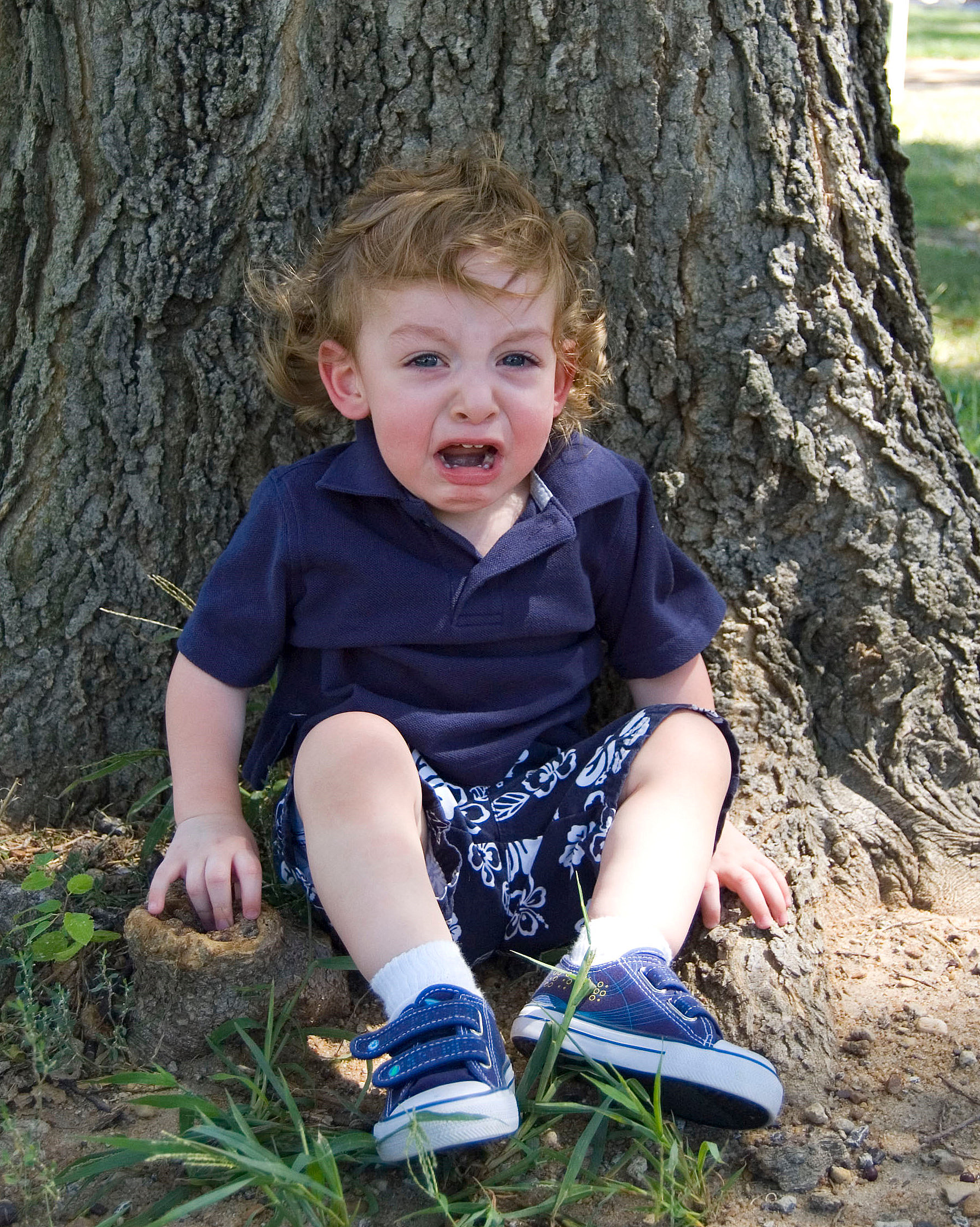 Cute little boy throwing a temper tantrum.
